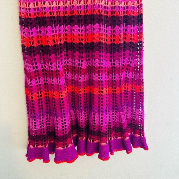 VTG Betsey Johnson Crochet Cover-Up Dress S Boho Y2K Festivalcore Rare Colorful - Picture 6 of 12